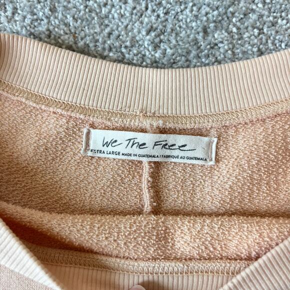 Free People Sweatshirt Dress Sunny Side Tiered Ruffle Ombre Blush Ivory (Sz XL) - Picture 9 of 12